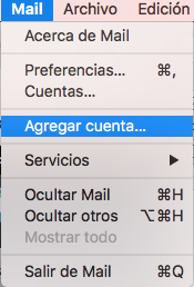 Mail OSX Agregar cuenta